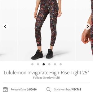 Lululemon Invigorate High Rise Tight 25’ Size 4